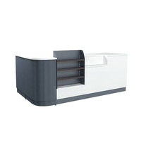 Comptoir de caisse d'angle en acier, design simple pour magasin, supermarché, épicerie, personnalisable, commercial