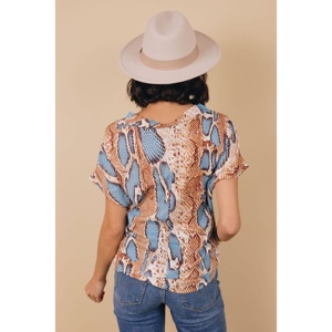 TD Clifton blusa da donna con stampa pelle di serpente motivo floreale Vintage alta viscosa lavorata a maglia XL Casual Western per ufficio autunno - Product Image 3