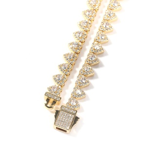 Chaîne de tennis de 7 mm, chaîne à maillons en forme de cœur, chaîne en laiton sertie de CZ glacés, fermoir à pression, collier de tennis hip-hop, bijoux de mode, chaîne de corps - Product Image 6