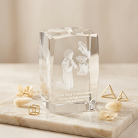 Vente en gros de boîtes cadeaux rectangulaires en cristal K9 poli gravé au laser, transparentes, religieuses, pour la décoration de la maison, tendance de la mode, première communion