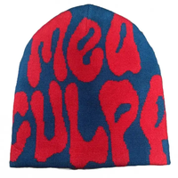 Gorros de Jacquard Personalizados con Logotipo Impreso en Toda la Superficie, Diseño Acrílico Unisex, Estilo Y2K, Jacquard Mea Culpa