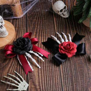 Halloween Horror Rose Bow Ghost Hand Side Clip Skeleton Accesorio para el cabello para vajilla y decoraciones de fiesta - Product Image 2