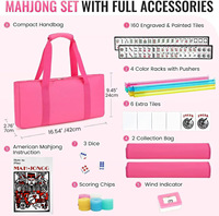 Jeu de Mahjong américain 53*23*11cm avec 166 tuiles, 4 supports et pousseurs, sac de transport portable, dés, jetons et accessoires complets pour le voyage