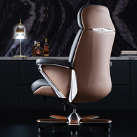 Fauteuil de direction en cuir de luxe de style italien avec hauteur réglable, fauteuil de bureau confortable pour PDG, fauteuil pivotant inclinable