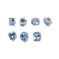 Kit de Breloques et Strass de Luxe pour Ongles en Cristal Bleu et Zircon, Formes Assorties (Cœur Cubique, Rond), Faible MOQ