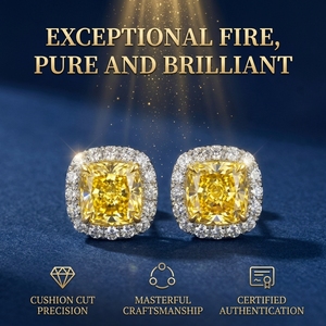 Pendientes de Diamantes Amarillos en Forma de Cubo, Ideales para Eventos Sociales y Fiestas, Pendientes de Diamantes Amarillos Personalizados - Product Image 1