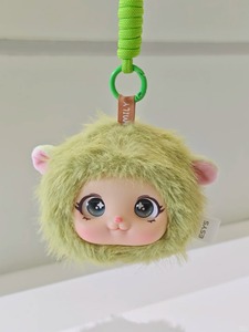 Mignon porte-clés en peluche visage de personnage, mini, doux, rembourré, Kawaii, <span class=keywords><strong>vert</strong></span>, avec clip pour la rentrée scolaire, cadeau pour étudiant, personnalisable OEM - Product Image 1