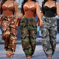 J1558  Vêtements pour femmes tendance, boutique de mode, jeans vintage à jambes larges, pantalon en denim à imprimé camouflage, mode streetwear, pantalon décontracté pour femmes