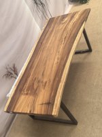 Plateau de table en bois massif de luxe à bords naturels pour cuisine et restaurant, prix usine