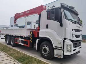 Export Isuzu 6X4 Zware Vrachtwagen Met 14ton 16ton Rechte Giek Flatbed Dropside Vrachtwagen Gemonteerde Kraan - Product Image 3