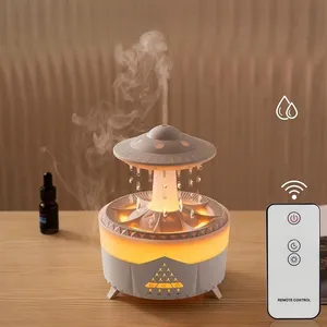 UFO Rain Drop Aroma Diffuser Humidifier Night Light 350ml 7 Colors LED Lamp Ultrasonic Remote Control Rain Cloud Aroma Diffuser