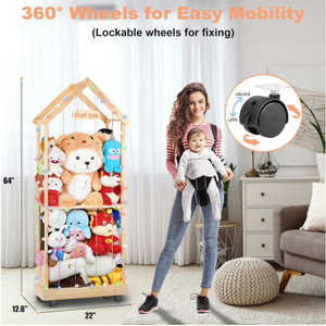 Stoccaggio di animali imbalsamati Zoo di stoccaggio di legno organizzatore di giocattoli ruote girevoli per tutti i tipi di animali imbalsamati porta gabbia colorata - Product Image 3