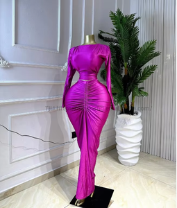 Ensemble 2 pièces froncé pour femme : haut court à manches longues et jupe longue taille haute pour soirées et événements – Tendance Mode - Product Image 3