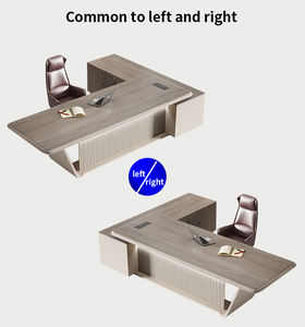 مكتب فاخر من الشركة المصنعة ، تصميم مكتب حديث لامع على شكل حرف L ، CEO عالي الجودة ، قابل للتحويل - Product Image 4