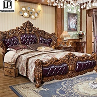 Ensemble de meubles de chambre à coucher en bois massif sculpté à la main de style européen et américain