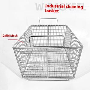 Cesta de limpieza ultrasónica de acero inoxidable 304 de doble nivel con marco cuadrado industrial del fabricante para transportar vajilla - Product Image 4
