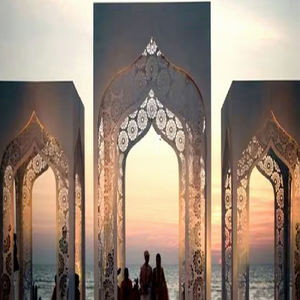 Mandap de mariage à thème extérieur, magnifique, découpé au laser, élégant, style marocain, rêveur, pour mariage marocain, USA - Product Image 1
