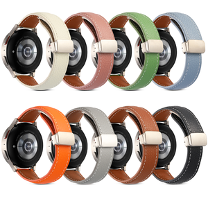 Nouveau bracelet à boucle magnétique pliable à dégagement rapide, bracelet en cuir véritable pour Samsung Galaxy Watch <span class=keywords><strong>6</strong></span> 4 5 Pro - Product Image 1