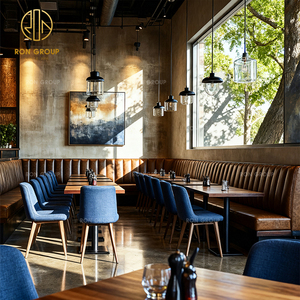 Sofá <span class=keywords><strong>Vintage</strong></span> <span class=keywords><strong>para</strong></span> Cafetería, Muebles de Cuero y Madera <span class=keywords><strong>para</strong></span> Restaurante de Comida Rápida, Mesa con Sillas <span class=keywords><strong>para</strong></span> Cafetería Comercial - Product Image 6