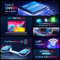 Nouvelle arrivée 14.1 pouces ordinateur portable Ninkear N14 Pro 16 Go + 512 Go, Win 11 12th Intel Core i5-12450H 8 Core