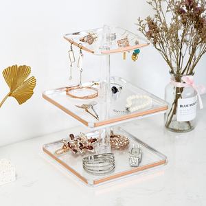 Organisateur <span class=keywords><strong>de</strong></span> bijoux rectangulaire transparent à 3 niveaux en <span class=keywords><strong>plastique</strong></span> PS injecté, type commode, pour bagues et bracelets - Product Image 1