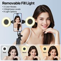 Trépied à selfie pliable professionnel robuste avec lumière pour vlogging, streaming en direct, TikTok