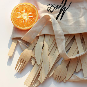 Bamboo Disposable Cutlery Set Knives Forks Spoons Biodegradable Natural For Party Camping - Product Image 3