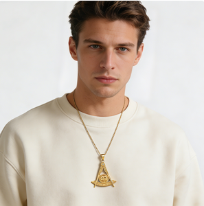 Collares y Cadenas con Colgantes Masónicos de Acero Inoxidable 18K, Diseño Vintage, para Maestros Masónicos de la Logia Azul, Venta al Por Mayor - Product Image 4
