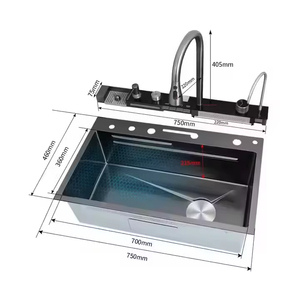 Évier de cuisine multifonctionnel FSH OEM fait main en acier inoxydable et laiton avec robinet intelligent pour <span class=keywords><strong>lave</strong></span>-vaisselle - Product Image 6