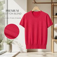 Camiseta de Punto de Algodón 16GG con Logotipo Personalizado, Fabricante de Camisetas de Punto de Manga Corta de Alta Elasticidad para Verano