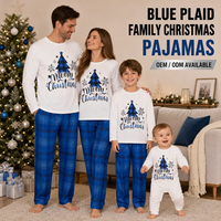 Pyjamas de Noël en coton personnalisés OEM ODM à marque privée, ensemble assorti pour la famille, manches longues, maman et moi, vêtements de nuit pour les fêtes parent-enfant