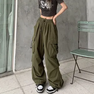 Wholesale Ladies Casual Trouser Elastic Waisted Trousers With Pocket Y2k Cargo Women Baggy Pants For Women
