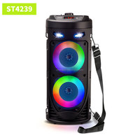 Haut-parleur audio stéréo karaoké tendance St4239 avec double woofer de 4 pouces, lumières LED, Bluetooth 5.4 et liaison TWS pour fêtes en extérieur et à domicile