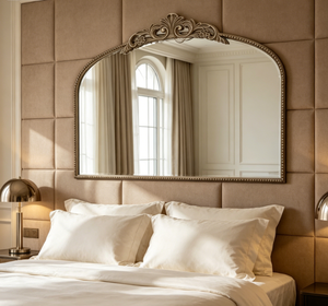 Heavenly <b>Mirror</b> Vintage Ornate Carved Wooden Wall <b>Mirror</b> with Arched Top Decorative Electricity-Free <b>Mirror</b> for Bedroom Dresser - Product Image 5
