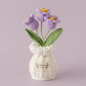 Jarrones de Flores de Lirio de Lana Tejidos <span class=keywords><strong>a</strong></span> Mano, Plantas Artificiales en Maceta, Adornos de Flores Preservadas, Puestos de Venta en el Mercado - Product Image 6