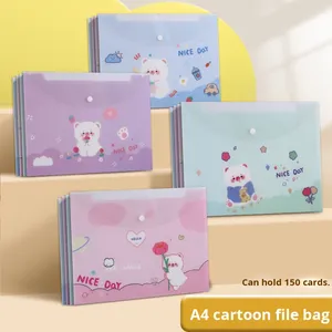 A4 <span class=keywords><strong>sac</strong></span> de documents de dessin animé mignon pour étudiant avec bouton-pression <span class=keywords><strong>sac</strong></span> de papier de test épaissi de bureau d'archives de stockage simple en PP - Product Image 3