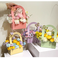 Boîte à fleurs portable DIY, sac d'arrangement floral en matériaux recyclés, doublure en éponge, panier à fleurs en papier, poignée, bouquet portable, cadeau