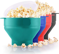 Bol à Popcorn en Silicone avec couvercles, accessoires de cuisine, pour Popcorn Popper micro-ondes bol pliable avec couvercles