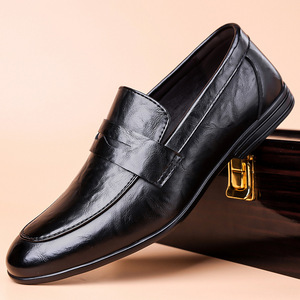 Mocassins en cuir noir pour hommes, respirants, souples, décontractés, formels, pour jeunes de 18 à 40 ans - Product Image 1
