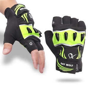 LED <strong>Light</strong> Short Finger Half Leather Non-Slip Cycling <strong>Gloves</strong> (<strong>Black</strong> Green) for Unisex Daily Use Camping Fishing Bike <strong>Riding</strong> - Product Image 1