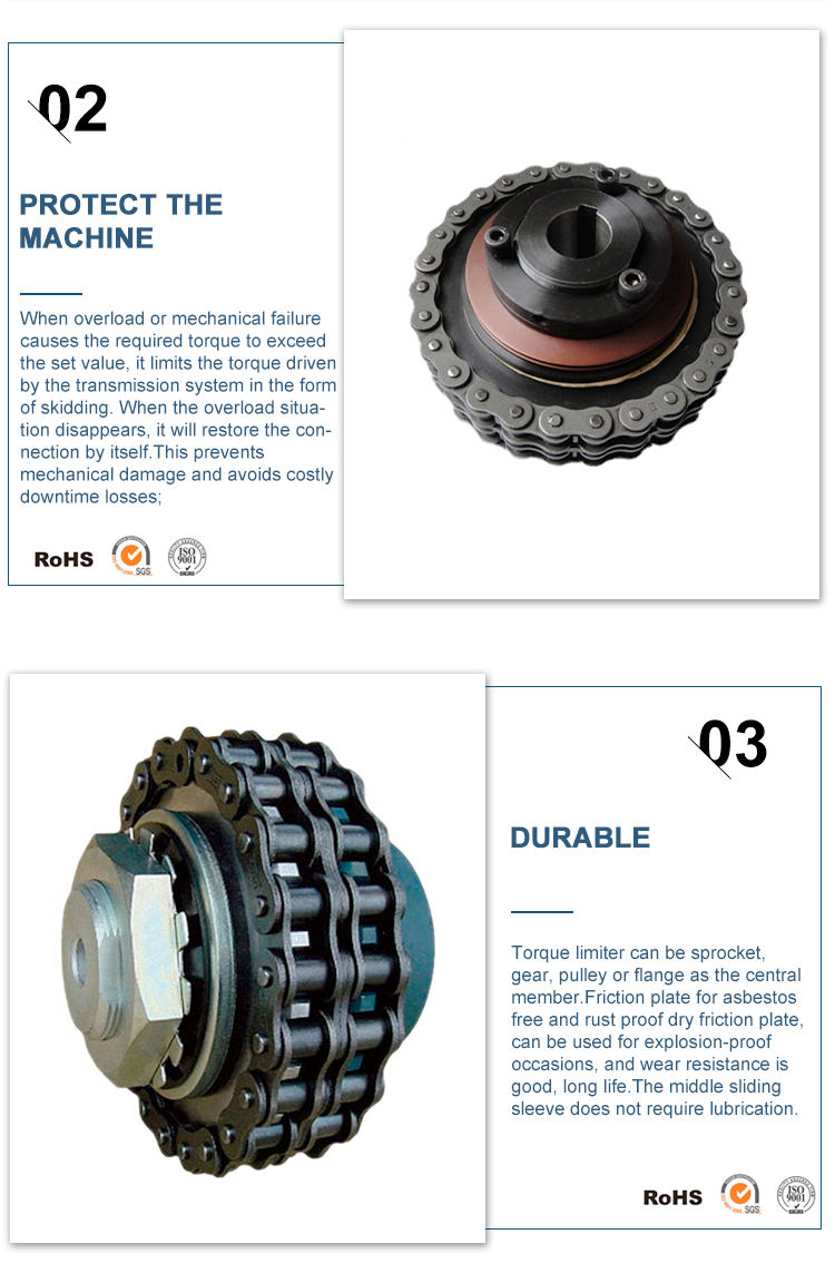 Tc1410 Flexible Roller Chain Torque Limiter Coupling Friction Safety