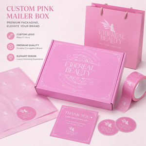 Scatola di Carta Personalizzata Rosa Acceso con Logo, Confezione per Abiti, Prodotti di Bellezza e Cosmetici - Product Image 3