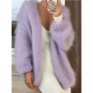 Fuzzy Longline <b>Cardigan</b> Light Blue Women's <b>Cardigan</b> - Product Image 2