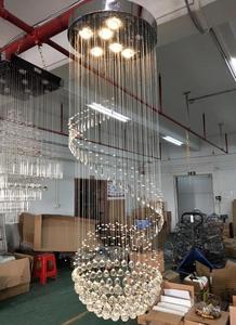 Cầu thang dài đèn chùm biệt thự pha lê trần ánh sáng xoay đèn chùm pha lê ánh sáng mặt dây chuyền cho sảnh khách sạn - Product Image 6