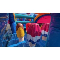 Parcours d'obstacles gonflable à thème crème glacée de 36 pieds, château gonflable humide et sec avec toboggan pour enfants, parc aquatique