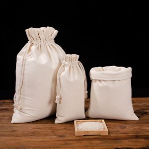 Cotton <b>Drawstring</b> <b>Bags</b> White Organic Cotton <b>Bags</b> Recyclable With Logo and <b>Drawstring</b> Customization - Product Image 3