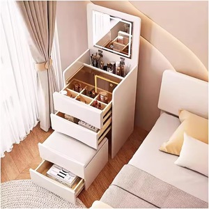 Table de toilette moderne <span class=keywords><strong>et</strong></span> simple de couleur blanche avec miroir é<span class=keywords><strong>clair</strong></span>é <span class=keywords><strong>et</strong></span> commodes, meubles de chambre durables, vente en gros de coiffeuses - Product Image 1
