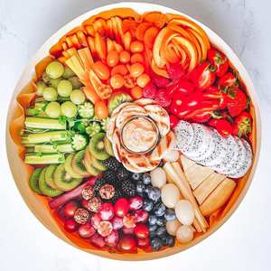 Boîte à grignoter ronde en bois à emporter, plateau à fromage <span class=keywords><strong>brie</strong></span>, fruits, viandes, avec logo personnalisé - Product Image 1