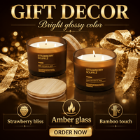 Bougie parfumée en cire de soja dans un bocal en verre, 3 mèches, faite à la main, biologique, écologique, parfum d'ambiance pour la maison, aromathérapie, vente en gros