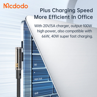 Câble de charge USB C vers USB C Mcdodo 340 Long 5,9 pieds/3,9 pieds 90 degrés pour jeux 100W avec E-marker TransparentType C